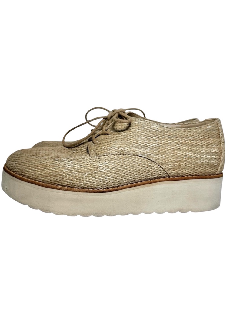 Vince Women's Natural Zina Raffia 1.75” Platform Lace Up Sneakers- Size 8
